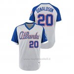 Maglia Baseball Hombre Atlanta Braves 20 Josh Donaldson Turn Back The Clock 1979 Autentico Grigio Blu