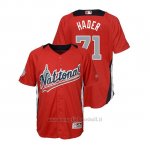 Maglia Baseball Bambino All Star Game Majestic Josh Hader 2018 1ªRun Derby National League Rosso