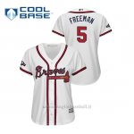 Maglia Baseball Donna Atlanta Braves 5 Freddie Freeman 2019 Postseason Cool Base Bianco