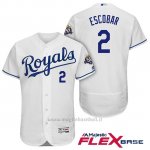 Maglia Baseball Uomo Kansas City Royals Alcides Escobar Bianco 50th Season Flex Base