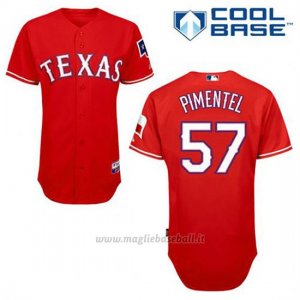Maglia Baseball Uomo Texas Rangers Stolmy Pimentel 57 Rosso Alterner Cool Base