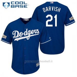 Maglia Baseball Uomo Los Angeles Dodgers 2017 Postseason Yu Darvish Cool Base