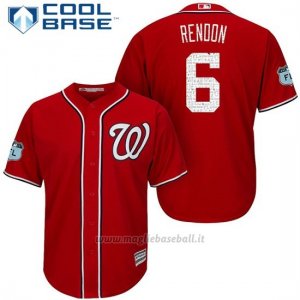Maglia Baseball Uomo Washington Nationals Anthony Rendon Scarlet 2017 Allenamento Primaverile Cool Base Giocatore