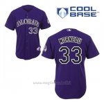 Maglia Baseball Uomo Colorado Rockies Justin Morneau 33 Viola Alterner Cool Base