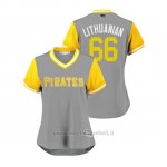 Maglia Baseball Donna Pittsburgh Pirates Dovydas Neverauskas 2018 Llws Players Weekend Lithuanian Grigio