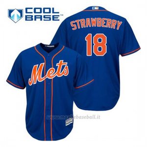 Maglia Baseball Uomo New York Mets Darryl Strawberry 18 Blu Alterner 1ªCool Base