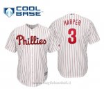 Maglia Baseball Bambino Philadelphia Phillies Bryce Harper Cool Base 1ªBianco