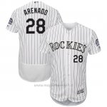 Maglia Baseball Uomo Colorado 28 Nolan Arenado Bianco Autentico Collezione Giocatore