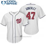 Maglia Baseball Uomo Washington Nationals 2017 Estrellas y Rayas Gio Gonzalez Bianco Cool Base