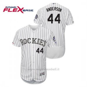 Maglia Baseball Uomo Colorado Rockies Tyler Anderson 150th Aniversario Patch Flex Base Bianco
