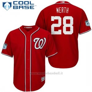 Maglia Baseball Uomo Washington Nationals Jayson Werth Scarlet 2017 Allenamento Primaverile Cool Base Giocatore