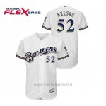 Maglia Baseball Uomo Milwaukee Brewers Jimmy Nelson 150th Aniversario Patch Autentico Flex Base Bianco