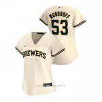 Maglia Baseball Donna Milwaukee Brewers Brandon Woodruff 2020 Replica Primera Crema