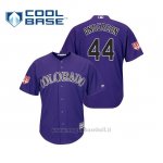 Maglia Baseball Uomo Colorado Rockies Tyler Anderson Cool Base Entrenamiento De Primavera 2019 Viola