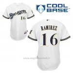 Maglia Baseball Uomo Milwaukee Brewers Aramis Ramirez 16 Bianco 1ªCool Base