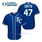 Maglia Baseball Uomo Kansas City Royals Johnny Cueto 47 Blu Alterner Cool Base