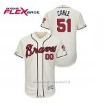 Maglia Baseball Uomo Atlanta Braves Shane Carle 150th Aniversario Patch Autentico Flex Base Crema