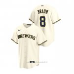 Maglia Baseball Uomo Milwaukee Brewers Ryan Braun Replica Primera Crema