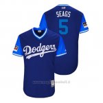 Maglia Baseball Uomo Los Angeles Dodgers Corey Seager 2018 Llws Players Weekend Seags Royal