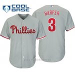 Maglia Baseball Uomo Philadelphia Phillies Bryce Harper Cool Base Majestic Grigio