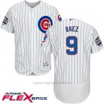 Maglia Baseball Uomo Chicago Cubs 9 Javier Baez Bianco 2016 World Series Champions Flex Base