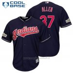 Maglia Baseball Uomo Cleveland Indians 2017 Postseason 37 Cody Allen Blu Cool Base