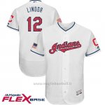 Maglia Baseball Uomo Cleveland Indians 2017 Estrellas y Rayas Francisco Lindor Bianco Flex Base