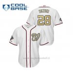 Maglia Baseball Uomo Washington Nationals 28 Kurt Suzuki 2019 Gold Program Cool Base Bianco