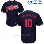 Maglia Baseball Uomo Cleveland Indians 10 Edwin Encarnacion Blu2017 Cool Base