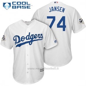 Maglia Baseball Uomo Los Angeles Dodgers 2017 World Series Kenley Jansen Bianco Cool Base