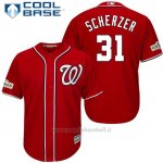 Maglia Baseball Uomo Washington Nationals 2017 Postseason Max Scherzer Scarlet Cool Base