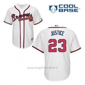 Maglia Baseball Uomo Atlanta Braves 23 David Justice Bianco 1ªCool Base