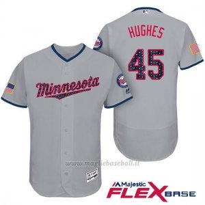 Maglia Baseball Uomo Minnesota Twins 2017 Estrellas y Rayas Phil Hughes Grigio Flex Base