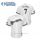Maglia Baseball Uomo Milwaukee Brewers 7 Eric Thames 2019 Postseason Cool Base Bianco