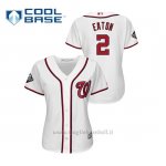 Maglia Baseball Donna Washington Nationals 2 Adam Eaton 2019 World Series Bound Cool Base Bianco