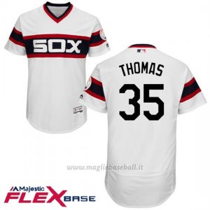 Maglia Baseball Uomo Chicago White Sox 35 Frank Thomas Autentico Collezione Bianco Flex Base