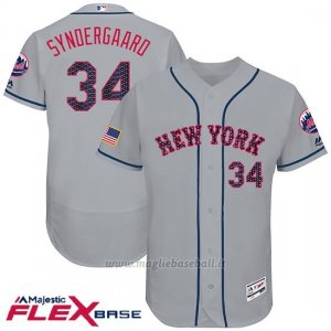 Maglia Baseball Uomo New York Mets 2017 Estrellas y Rayas Noah Syndergaard Grigio Flex Base
