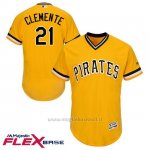 Maglia Baseball Uomo Pittsburgh Pirates Roberto Clemente Majestic Autentico Collezione Or Flex Base Giocatore