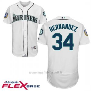 Maglia Baseball Uomo Seattle Mariners Felix Hernandez Ken Griffey Retirojo Bianco Flex Base