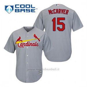 Maglia Baseball Uomo St. Louis Cardinals Tim Mccarver 15 Grigio Cool Base