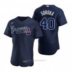Maglia Baseball Uomo Atlanta Braves Mike Soroka Autentico 2020 Alternato Blu
