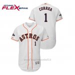 Maglia Baseball Uomo Houston Astros 1 Carlos C Orrea 2019 Postseason Flex Base Bianco