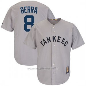 Maglia Baseball Uomo New York Yankees Yogi Berra Grigio Cooperstown Collezione