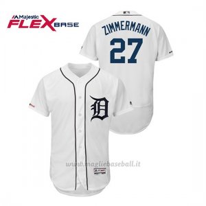 Maglia Baseball Uomo Detroit Tigers Jordan Zimmermann 150th Aniversario Patch Flex Base Bianco