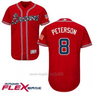 Maglia Baseball Uomo Atlanta Braves 8 Jace Peterson Scarlet Autentico Collezione Flex Base