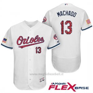 Maglia Baseball Uomo Baltimore Orioles 2017 Estrellas Y Rayas 13 Manny Machado Bianco Flex Base