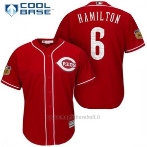 Maglia Baseball Uomo Cincinnati Reds Billy Hamilton Scarlet 2017 Allenamento Primaverile Cool Base Giocatore