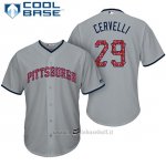 Maglia Baseball Uomo Pittsburgh Pirates 2017 Estrellas y Rayas Francisco Cervelli Grigio Cool Base