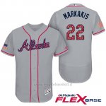 Maglia Baseball Uomo Atlanta Braves 2017 Estrellas y Rayas 22 Nick Markakis Grigio Flex Base