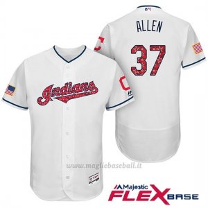 Maglia Baseball Uomo Cleveland Indians 2017 Estrellas y Rayas Cody Allen Bianco Flex Base